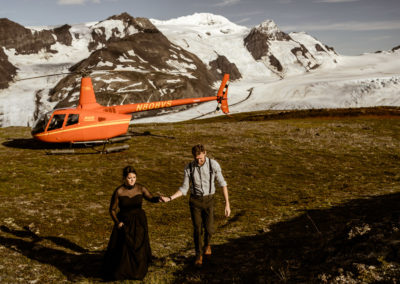 helicopter adventure elopement, alaska, alpine air, outdoor wedding