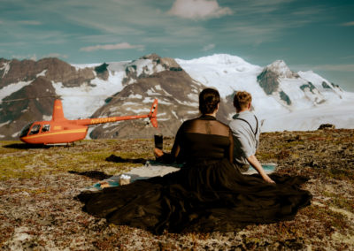 helicopter adventure elopement, alaska, alpine air, outdoor wedding