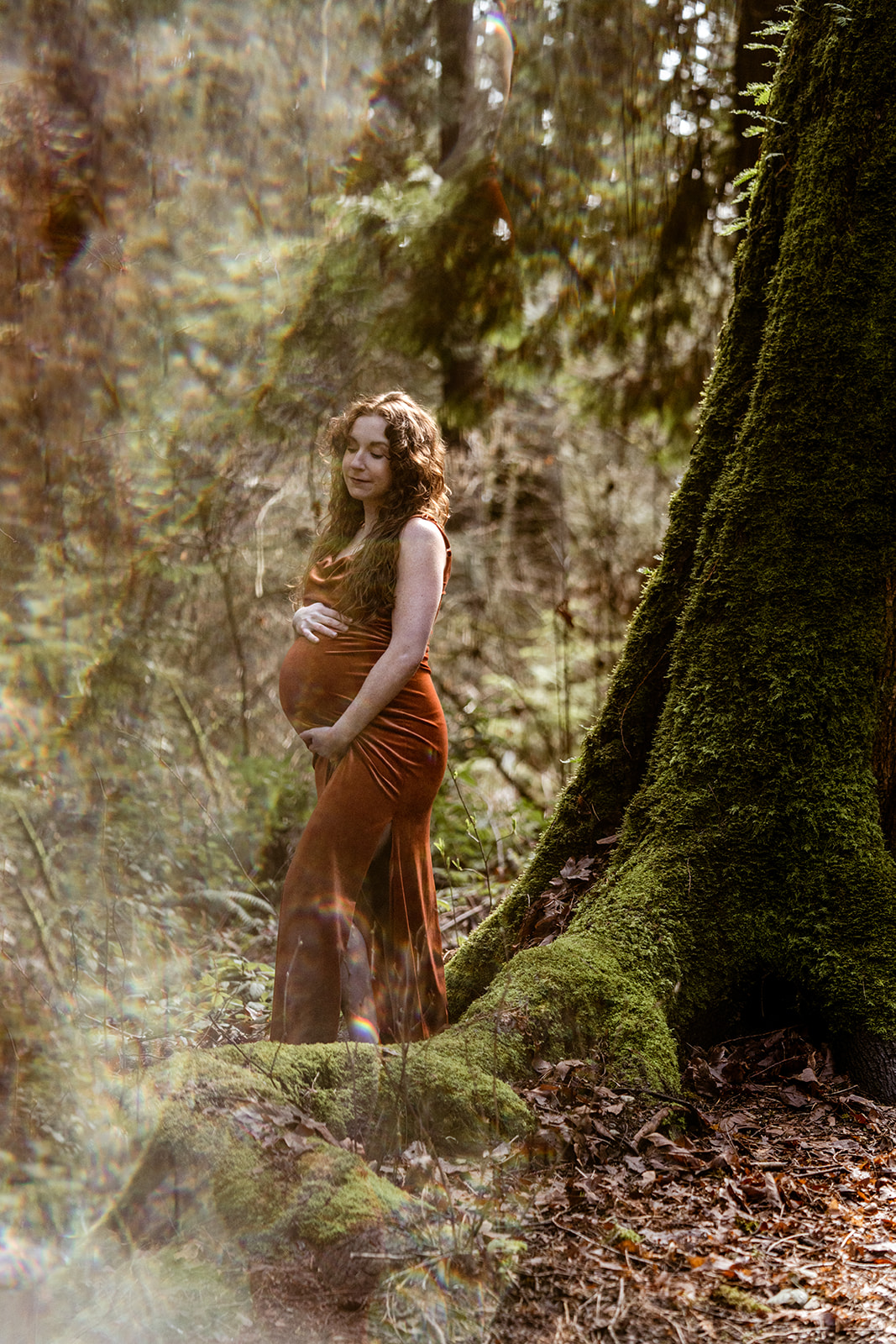 Rainforest Seward Park maternity photoshoot in Seattle, WA